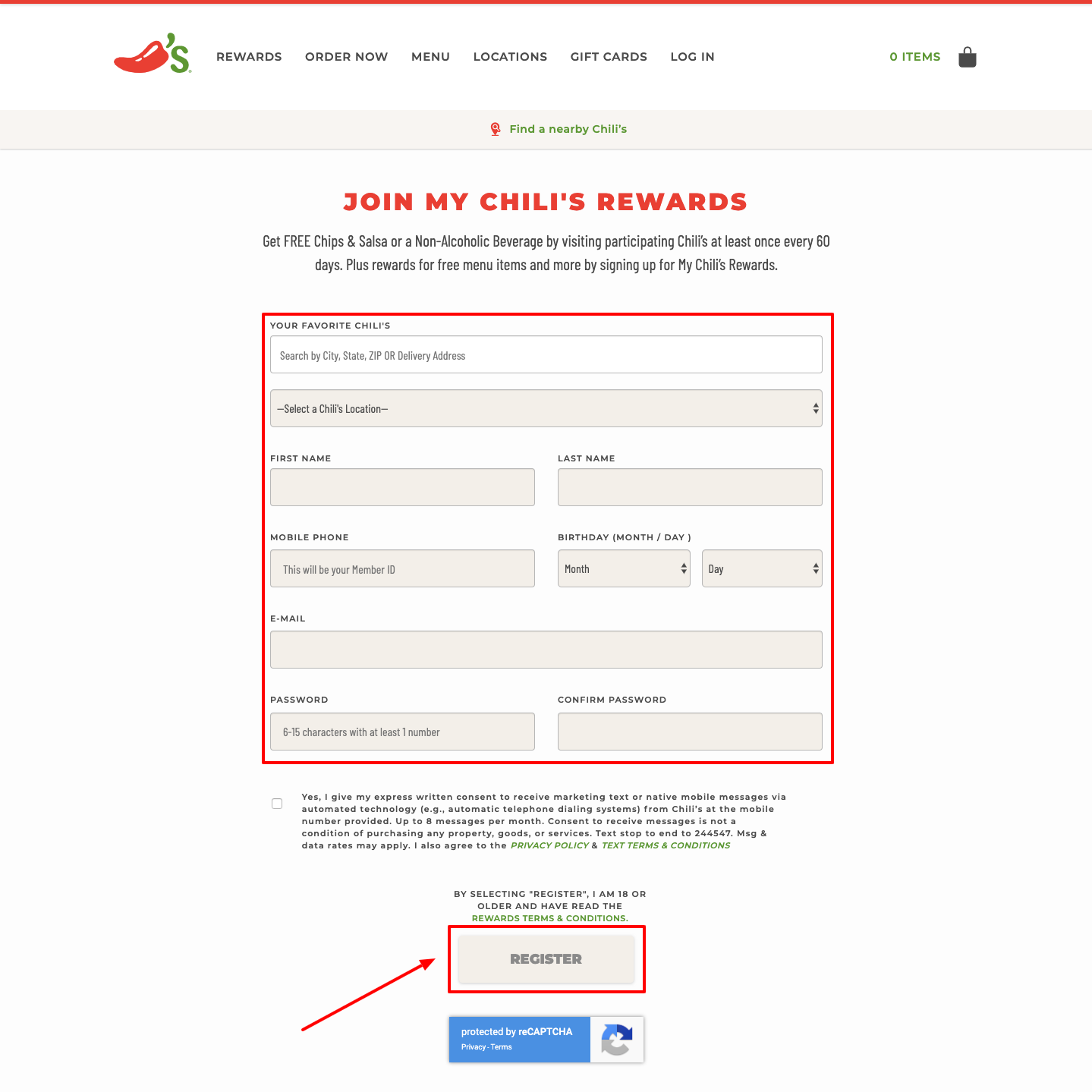JOIN MY CHILI'S REWARDS