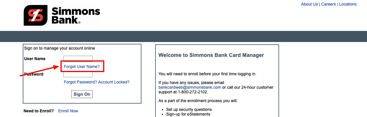 Simmons Bank Credit Card sign in