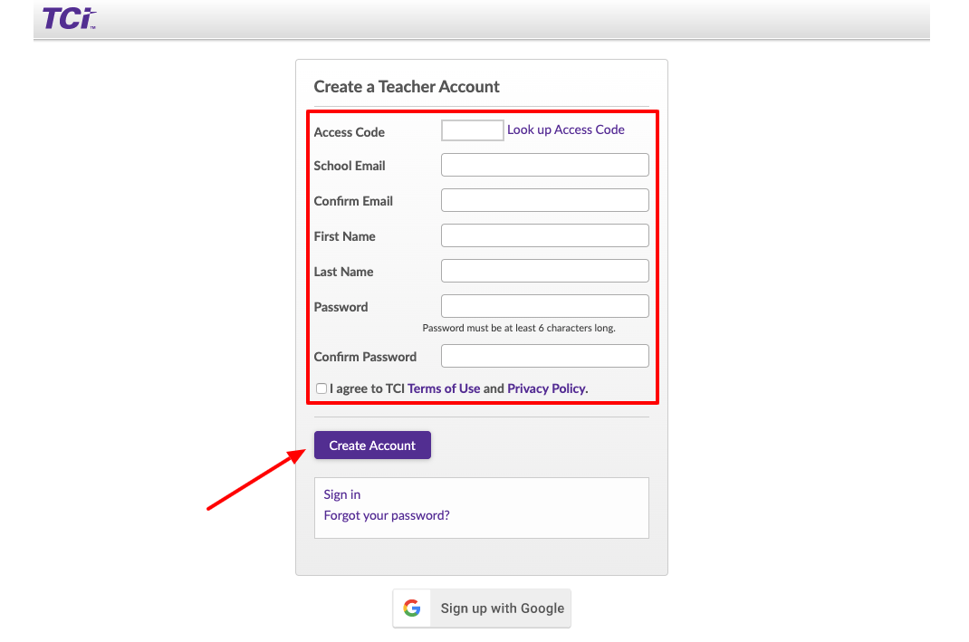 TeachTCI Teacher Register