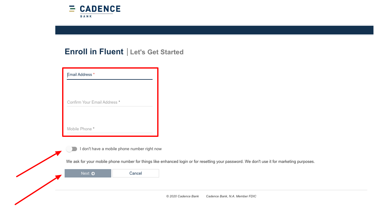 Cadence Bank enroll