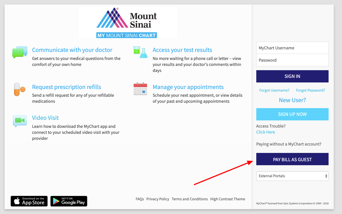 Mount Sinai pay bill