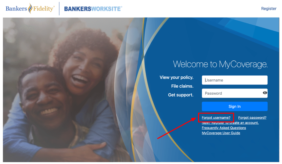 Bankers Fidelity Policyholders forgot username