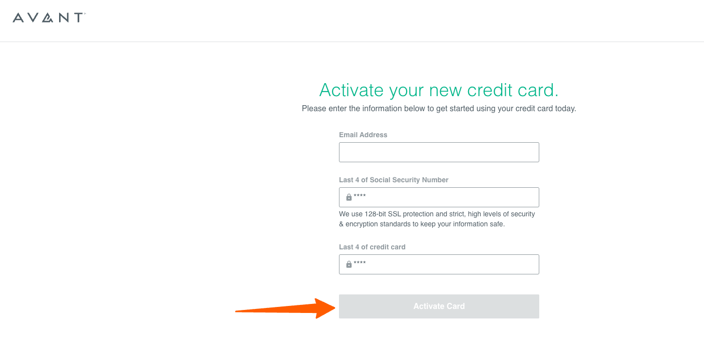 Activate Avant Card Online